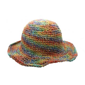 Handmade Hemp–Cotton Tie-Dye Crochet Sun Hat