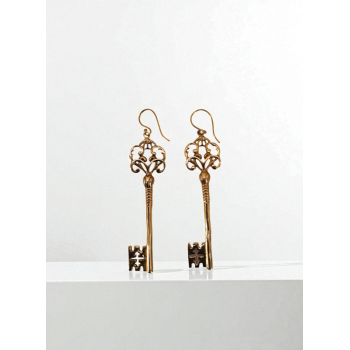 Vintage Key Brass Earrings