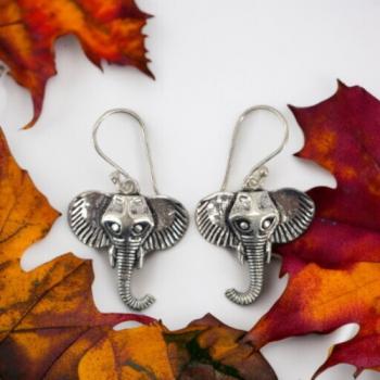 Brass Ethnic Boho Design Elephant Head Earrings