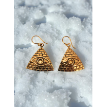 Pyramid Eye Brass Earrings