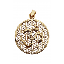 Brass Flower of Life Pendant with Om Symbol Brass Flower of Life Pendant with Om Symbol