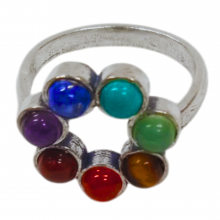 7 Chakra Gemstone Bead Brass Energy Ring