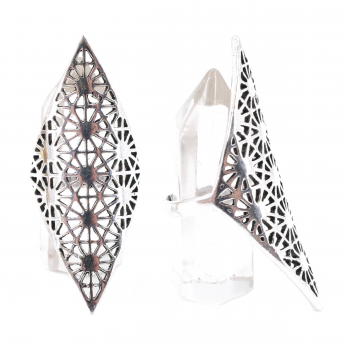 Adjustable Brass Boho Filigree Geometric Statement Finger Ring