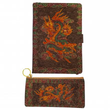 BJB-001 Dragon Feather printed Cork material cover Journal with Pencil Bag