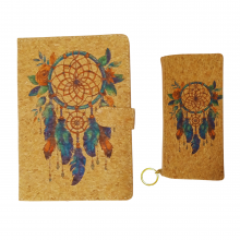 BJB-001 Dreamcatcher printed Cork material cover Journal with Pencil Bag
