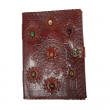 Gemstone Leather Journal – Handcrafted 7x10 Vintage Writing Notebook