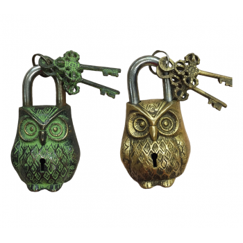 Vintage Decorative Handcrafted Brass Owl Lock
