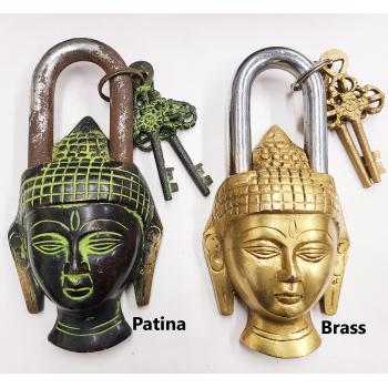 Spiritual Decorative Padlock Brass/Patina Buddha Lock