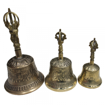 Handcrafted Tibetan Bronze Ritual Bells – Set of 3