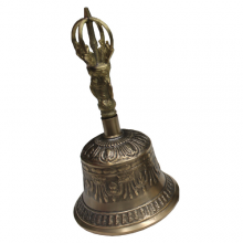 Large Bronze Temple Bell with Vajra Handle – 4"x8" Large Bronze Temple Bell with Vajra Handle – 4"x8"