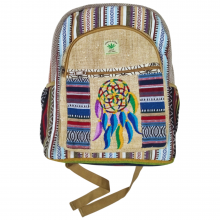 17” Dreamcatcher Printed Stylish Hemp Cotton Embroidered Backpack