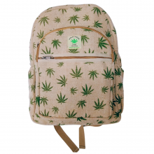 Hemp Cotton Leaf Printed Backpack