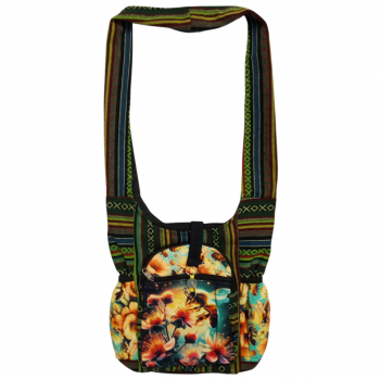 Handmade Bee & Floral Boho Hobo Bag – Hemp & Cotton Crossbody