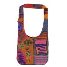 Elephant Head & Floral Cotton Hobo Bag