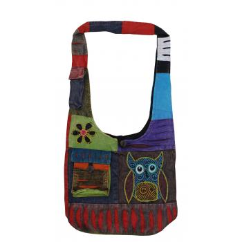 Owl Embroidered Cotton Hobo Bag – Boho Wisdom