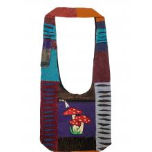 Cotton Razorcut Mushroom Embroidery Hobo & Shoulder Bag