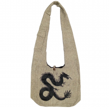Boho Cotton Hobo Bag – Dragon Print Crossbody Shoulder Bag