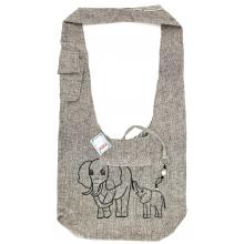 Elephant Print Neutral Cotton Hobo & Shoulder Bag