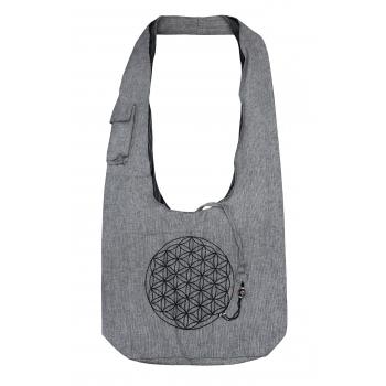 Flower of Life Sacred Geometry Print Boho Cotton Hobo Bag