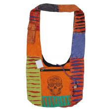 Cotton Razor Cut Skull Print Hobo Bag