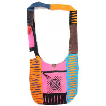 Cotton Razorcut Swirl Print Hobo Bag