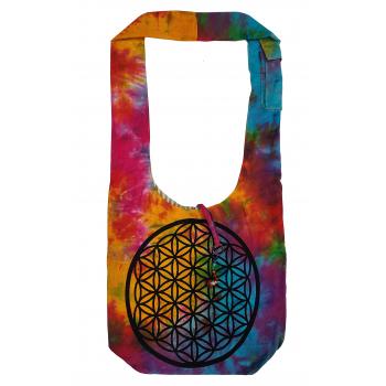 Tie-Dyed Flower of Life Hobo Bag – Vibrant Boho Chic Spiritual Handbag