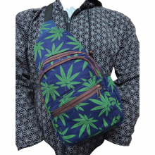 Boho Leaf Print Cotton Crossbody Bag