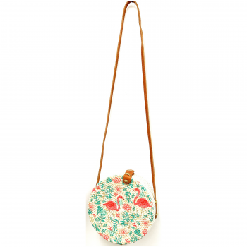 8" Handwoven Rattan Round Crossbody Bag – Boho Chic & Eco-Friendly