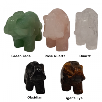 2" Gemstone Elephant – Hand-Carved Crystal Figurine